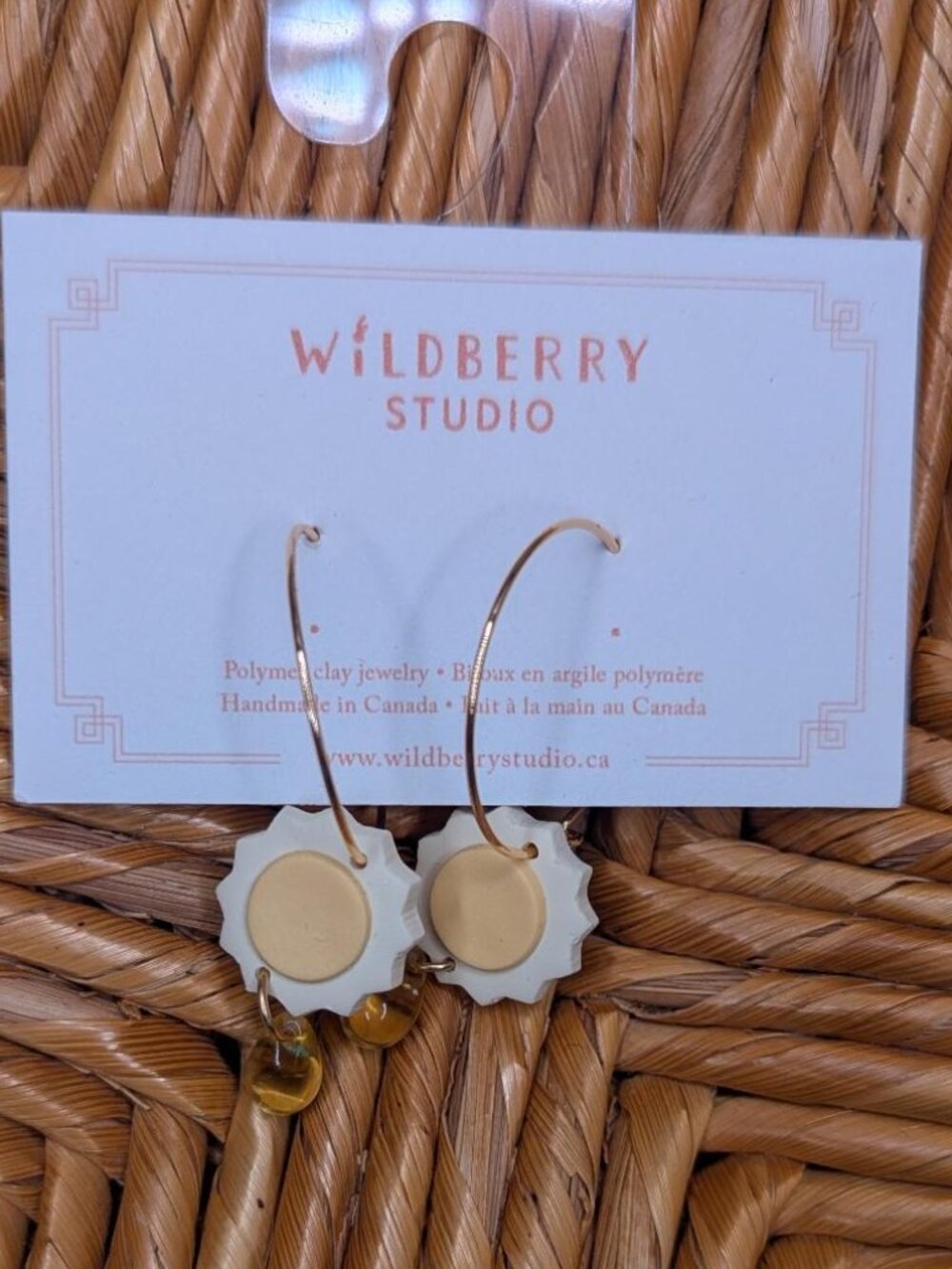 Wildberry Studio Sunny Golden Hoops with Glass Droplets